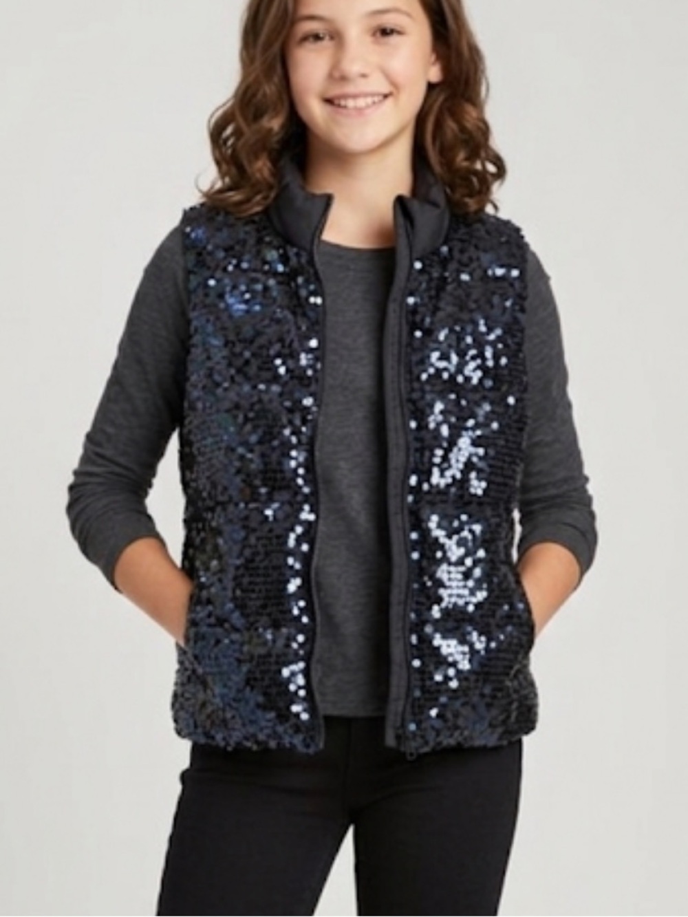 The Children’s Place Black Sequin Puffer Vest